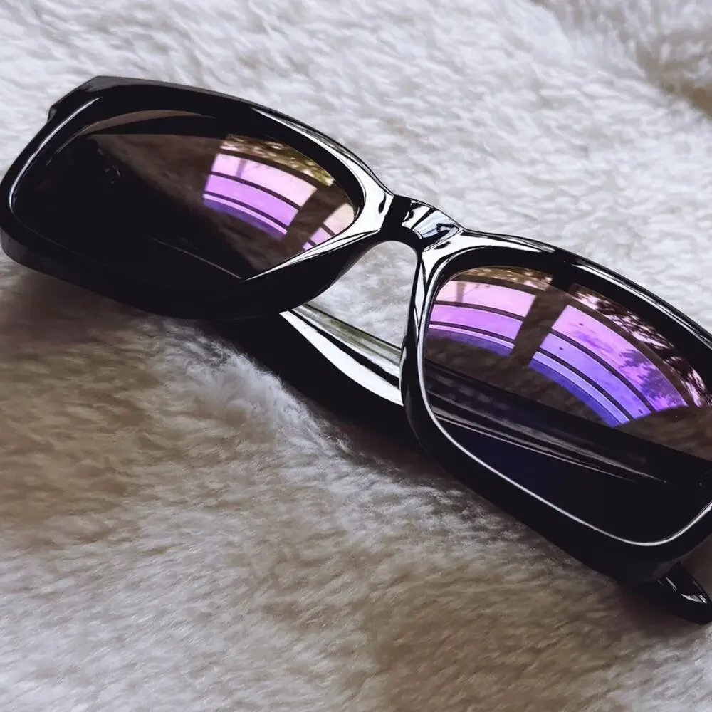 Cedric Black w/ Blue Lenses Mirrored Sunglasses